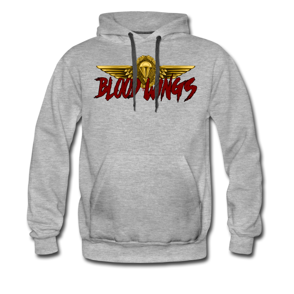 "Blood Wings" Premium Hoodie - Grau meliert