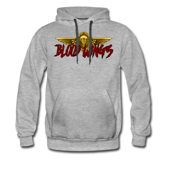 "Blood Wings" Premium Hoodie - Grau meliert