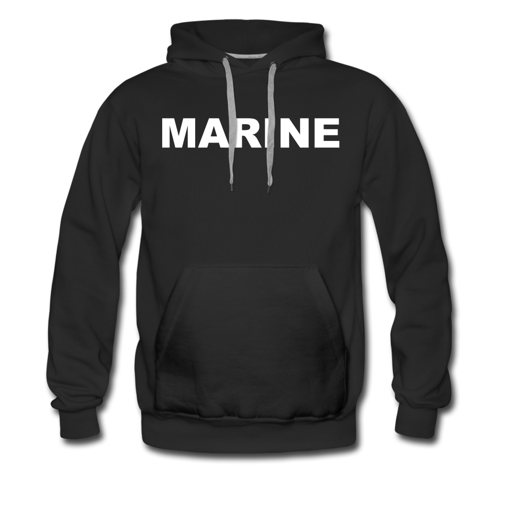 "MARINE" Premium Flock Hoodie Hell - Schwarz