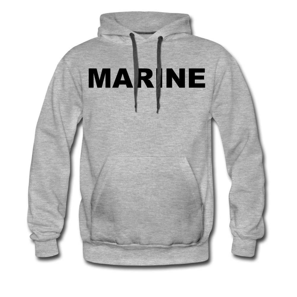 "MARINE" Premium Flock Hoodie Dunkel - Grau meliert