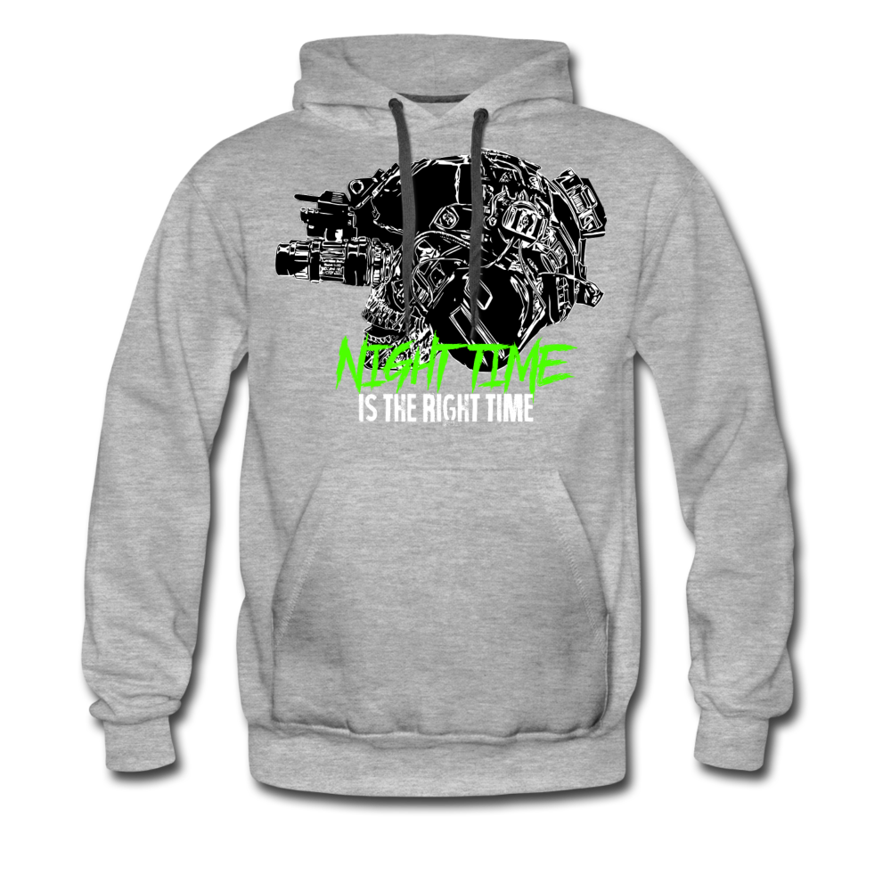 "Night Time" Premium Hoodie - Grau meliert