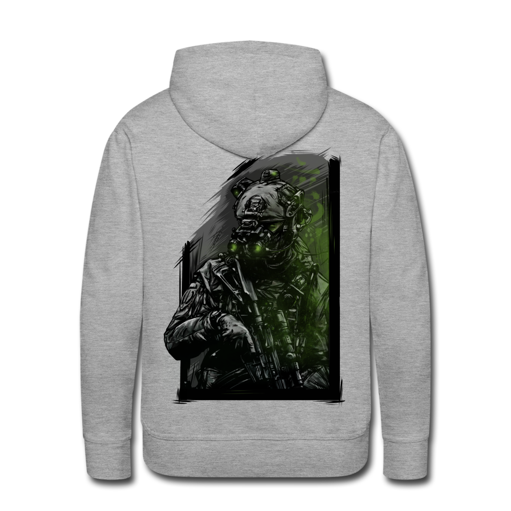 "Night Stalker" Premium Hoodie Rücken - Grau meliert